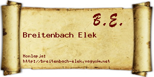 Breitenbach Elek névjegykártya